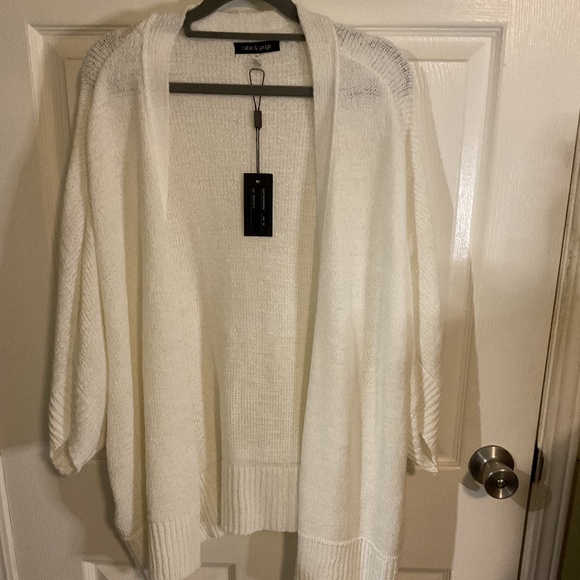 NWT Cable & Gauge White Open Front Cardigan - Picture 1 of 6
